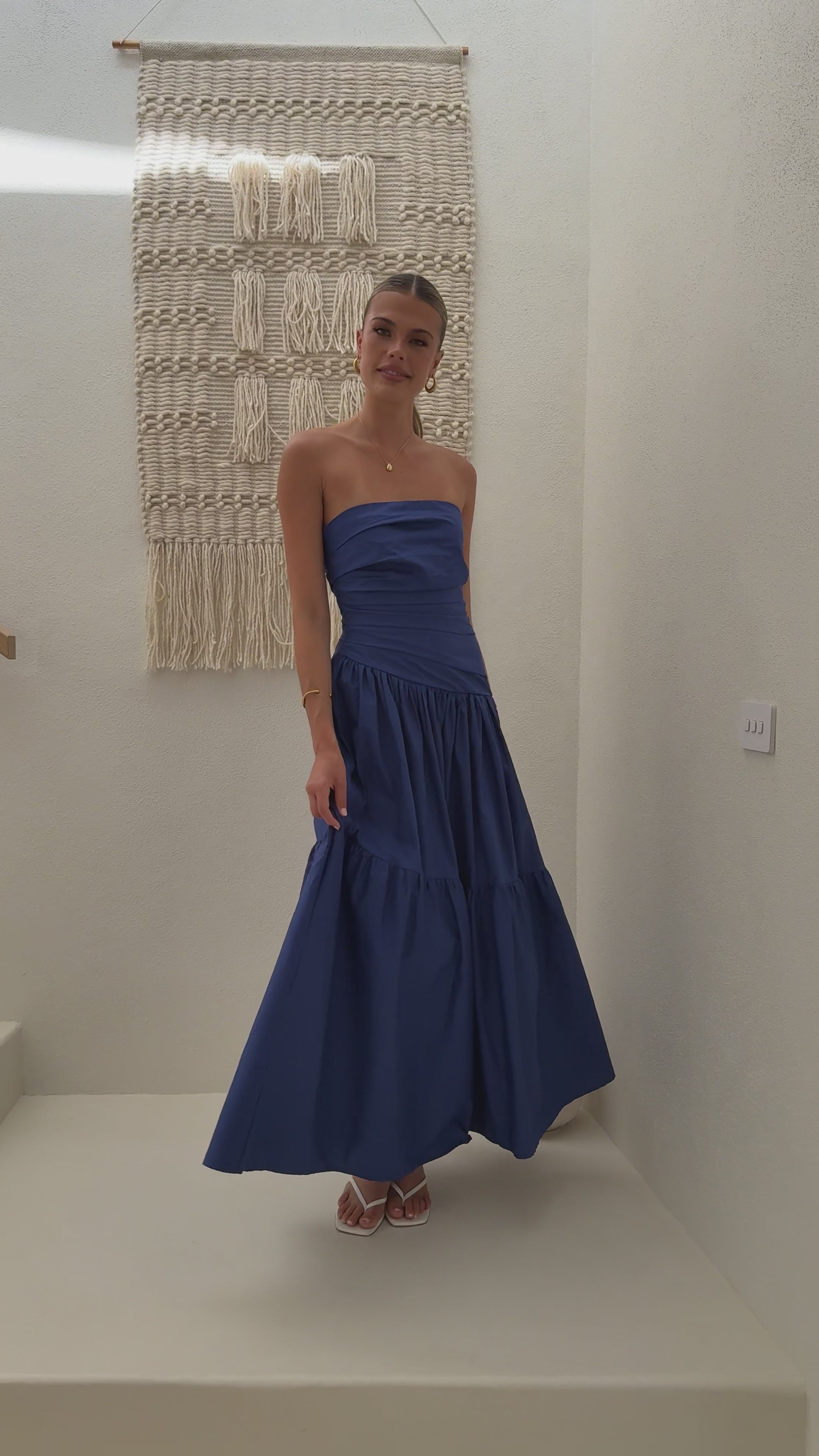 Load video: Lola Maxi Dress - Navy - Billy J