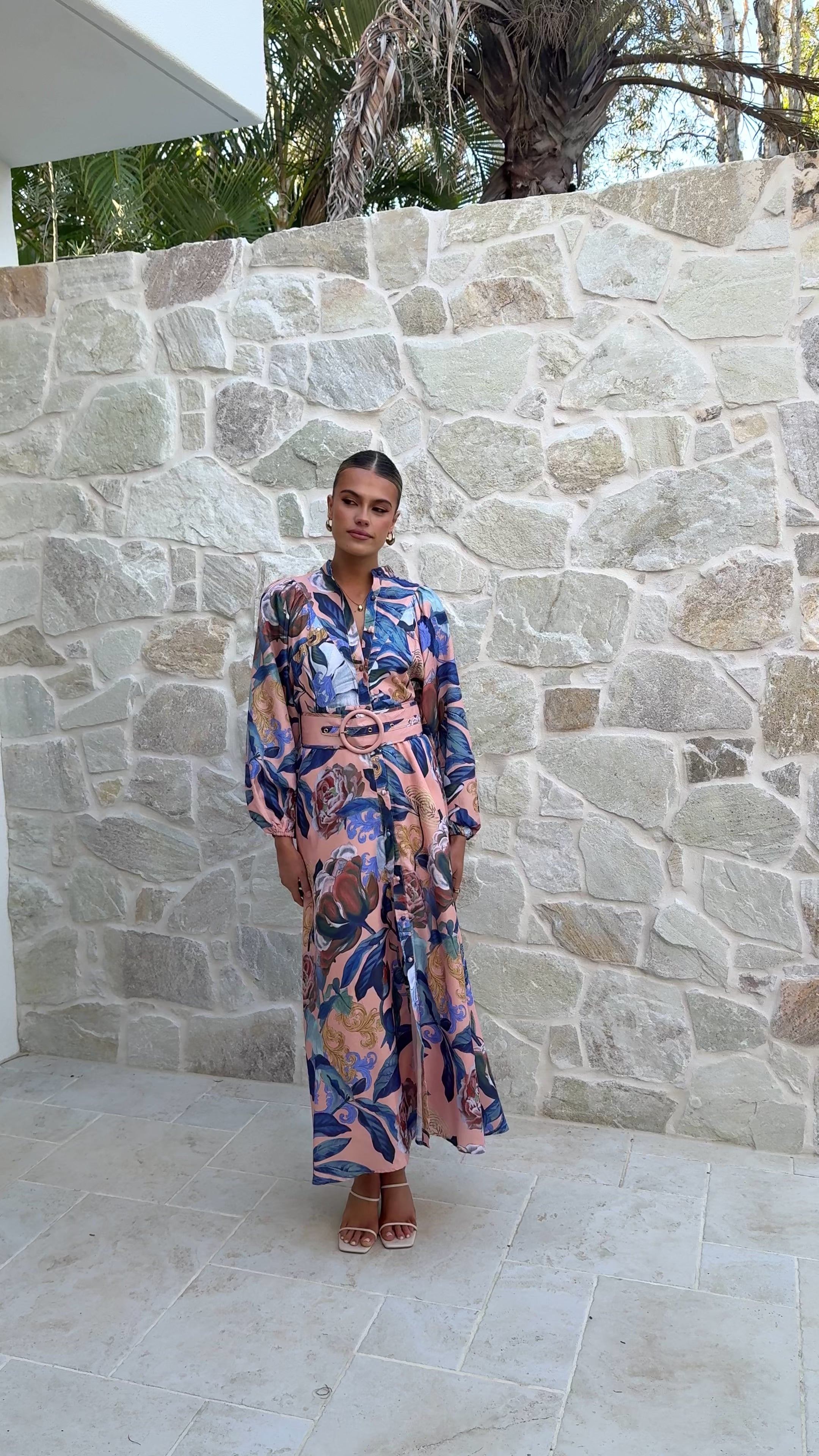 Load video: Carmal Long Sleeve Maxi Dress - Donatella Rosa - Billy J