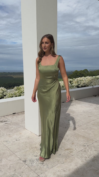 Load and play video in Gallery viewer, Alaria Maxi Dress - Olive - Billy J
