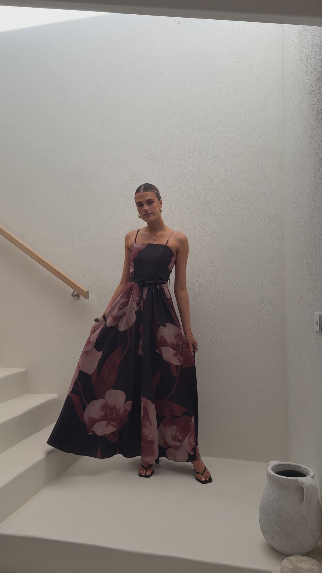 Carson Maxi Dress - Black/Wine Floral - Billy J