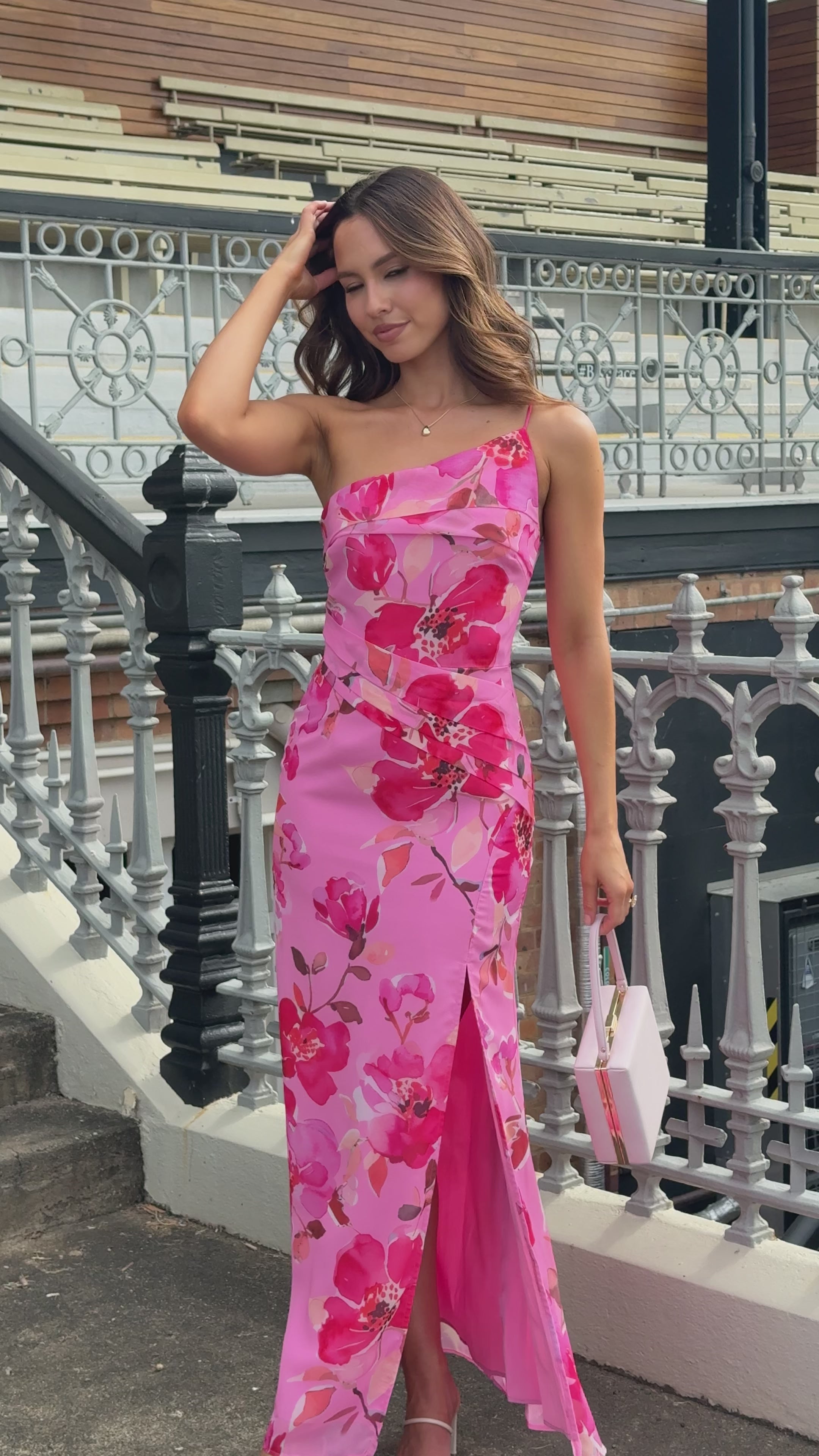 Load video: Karalina Maxi Dress - Pink Floral - Billy J