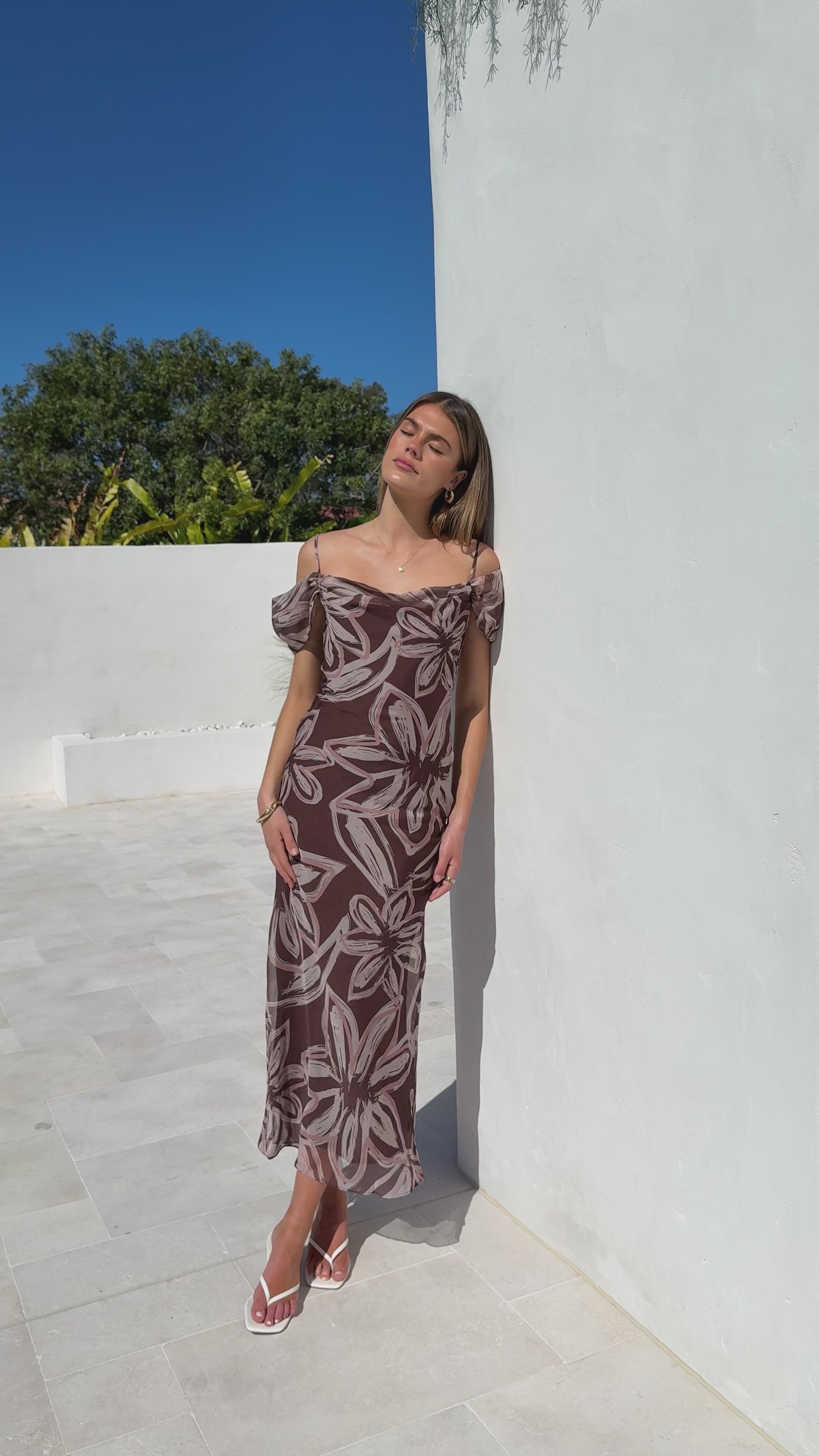 Load video: Adrianna Maxi Dress - Brown Floral - Billy J