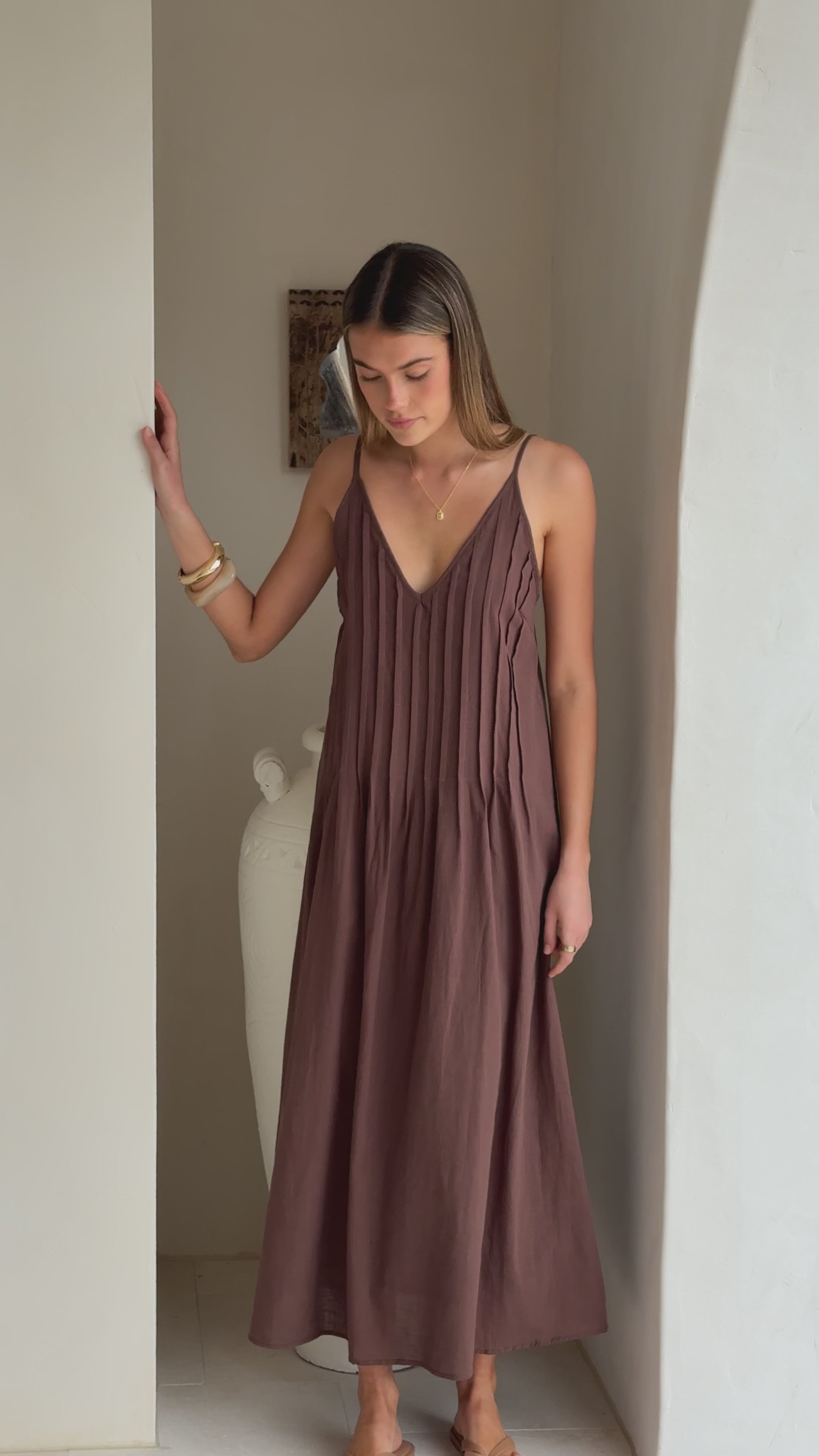 Load video: Aspen Maxi Dress - Chocolate - Billy J