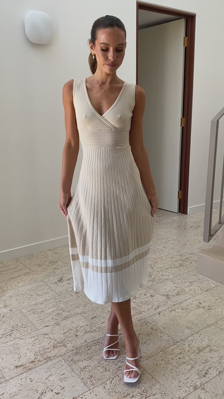Jayde Knit Dress - Beige/White - Billy J