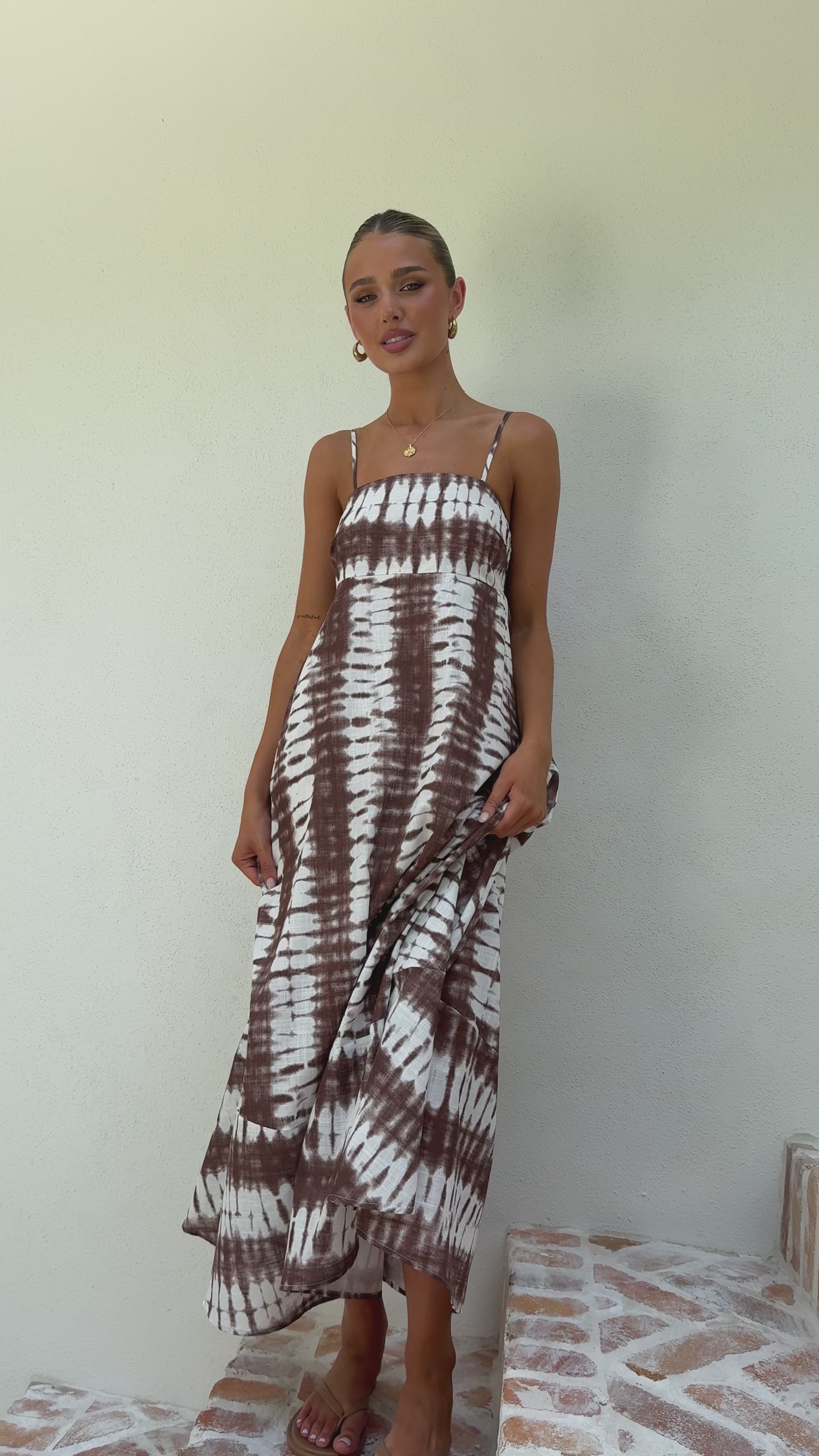 Load video: Marcel Maxi Dress - Chocolate Tie Dye - Billy J