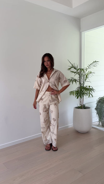 Load and play video in Gallery viewer, Bailie Shirt and Pants Set - Beige / Tan Margarita - Billy J
