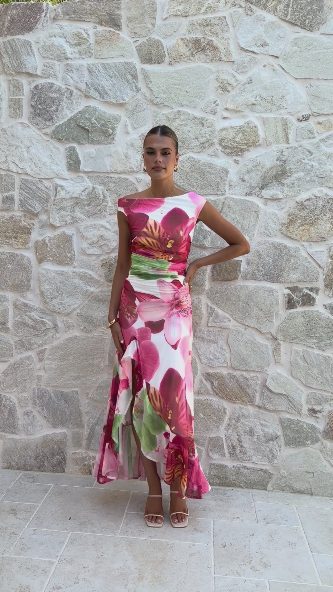 Amity Maxi Dress - Pink/Green Floral - Billy J