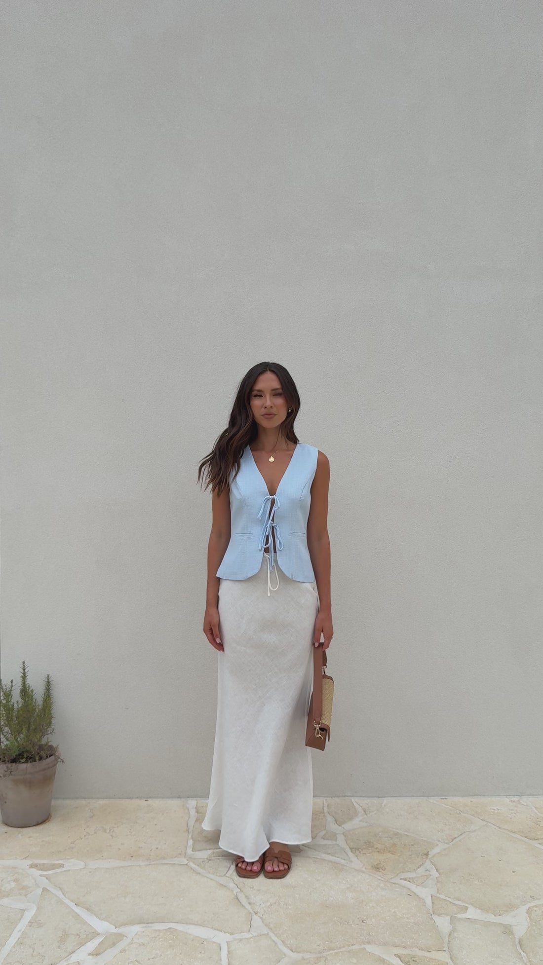 Alisa Tie Vest - Light Blue - Billy J