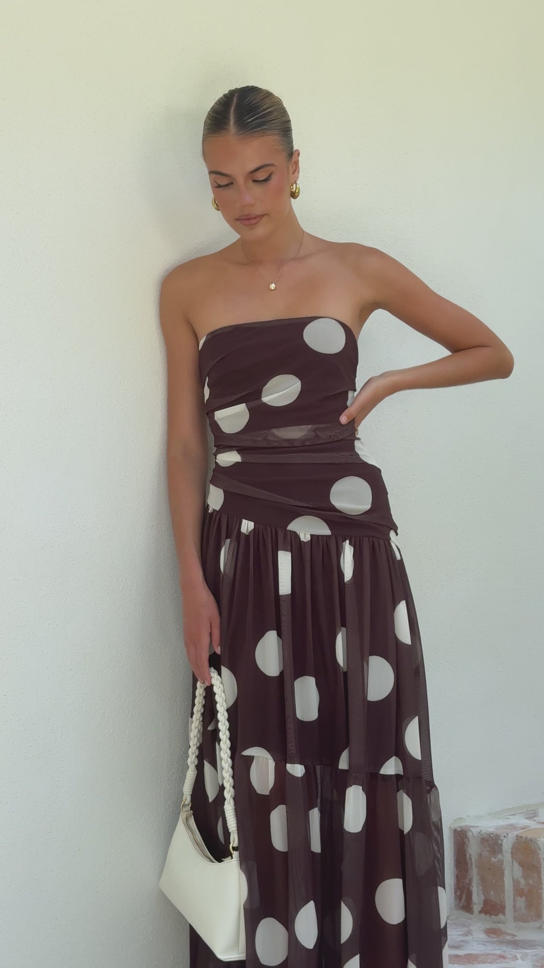 Riko Strapless Maxi Dress - Chocolate Spot - Billy J