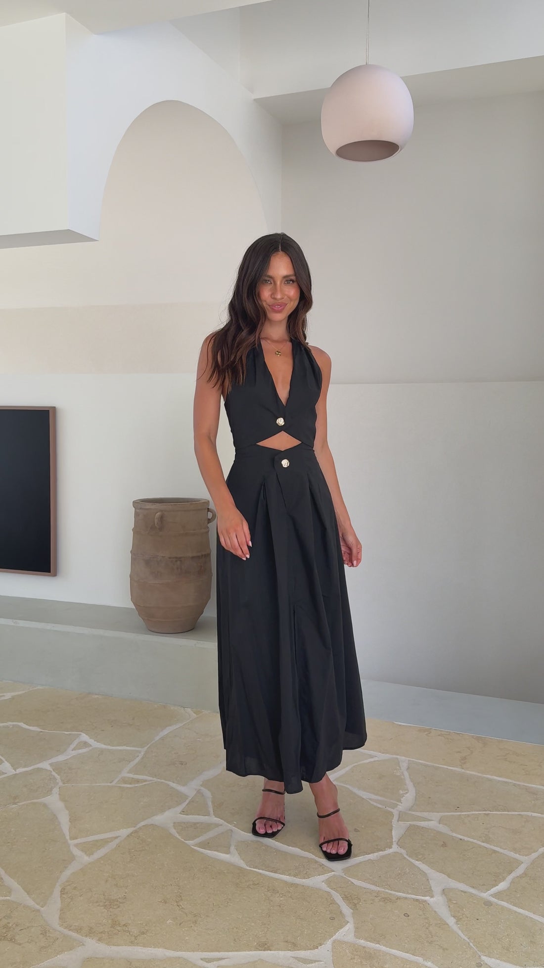 Wesley Halter Neck Maxi Dress - Black - Billy J