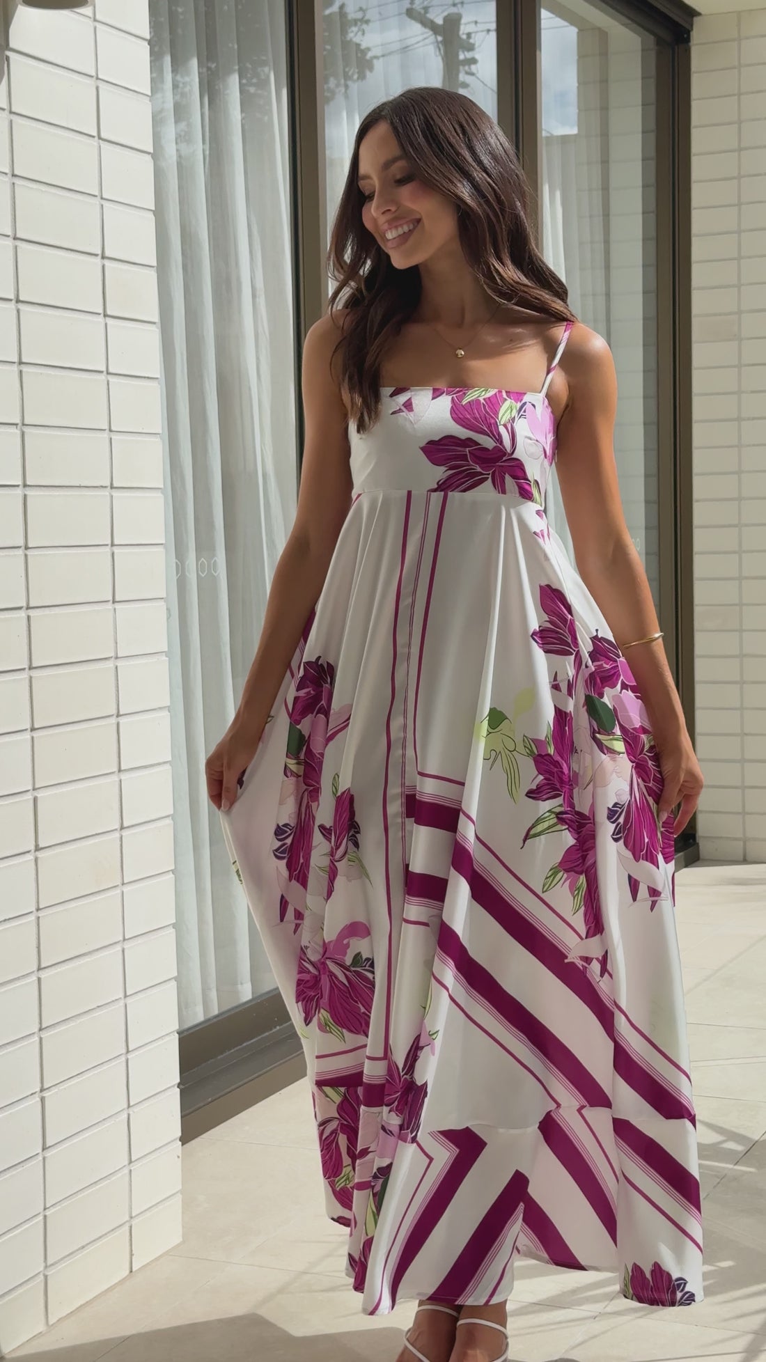 Kaethe Maxi Dress - White/Pink - Billy J