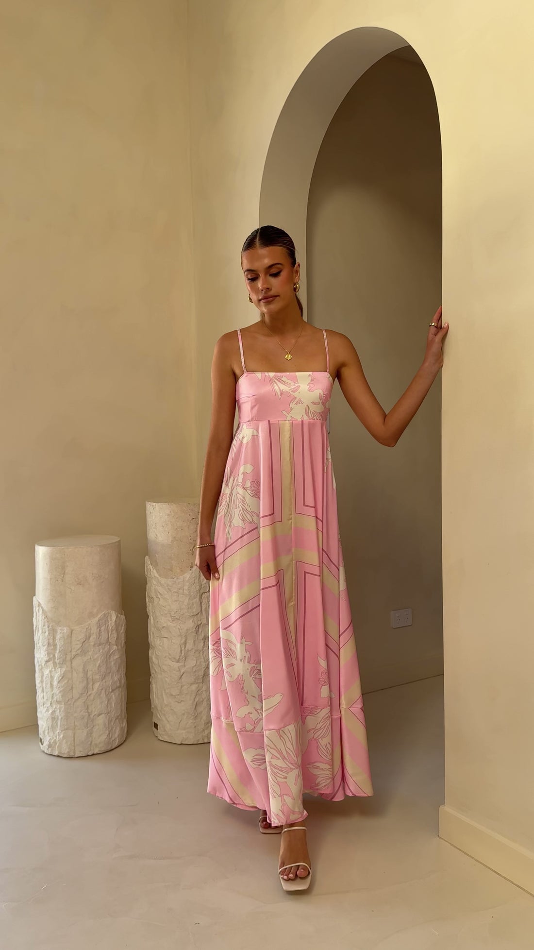 Kaethe Maxi Dress - Pink/White - Billy J