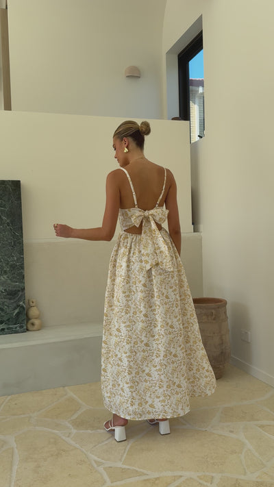 Load and play video in Gallery viewer, Azura Maxi Dress - Yellow Floral - Billy J
