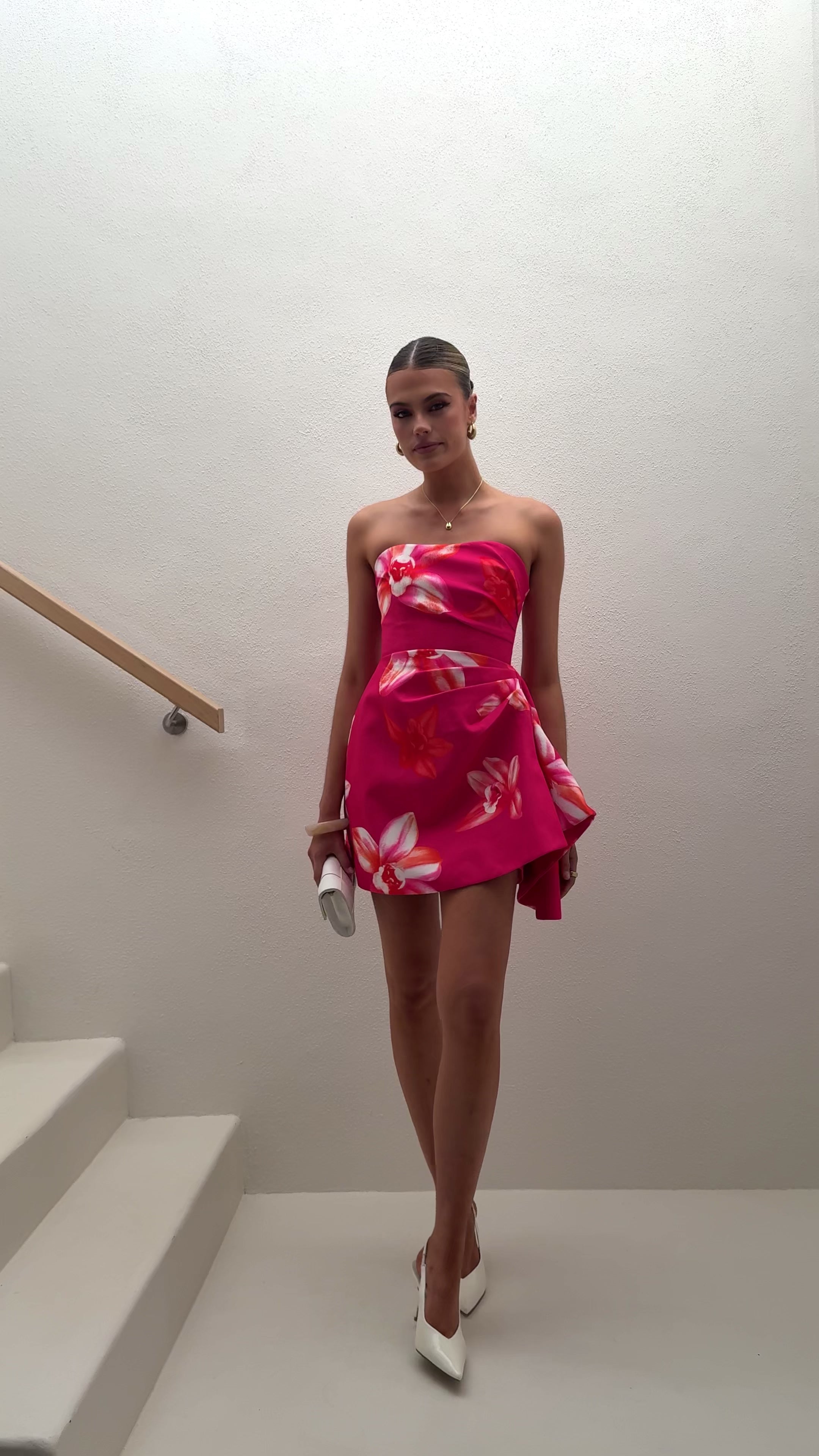 Load video: Hanae Mini Dress - Pink Floral - Billy J