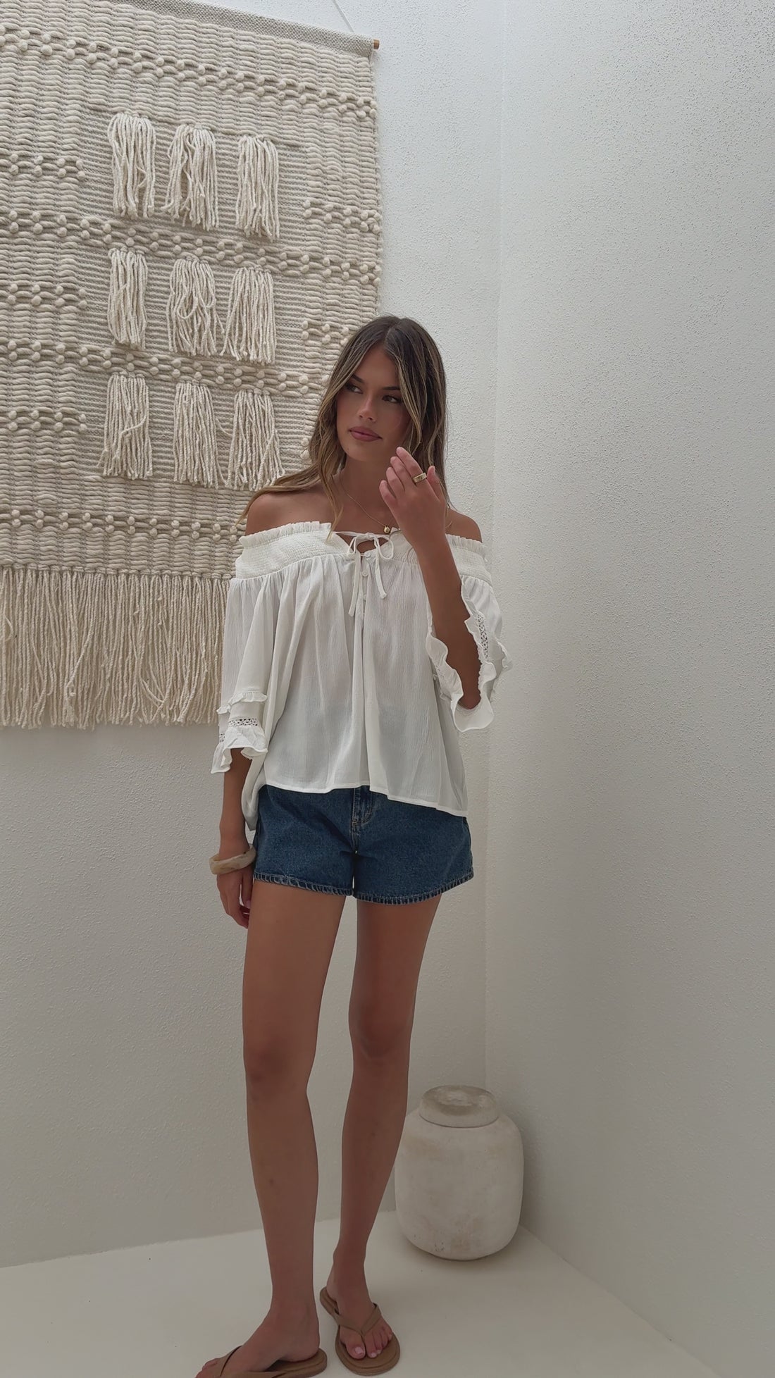 Carolina Off Shoulder Top - White - Billy J