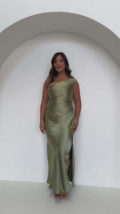 Load and play video in Gallery viewer, Victoria Maxi Dress - Olive - Billy J
