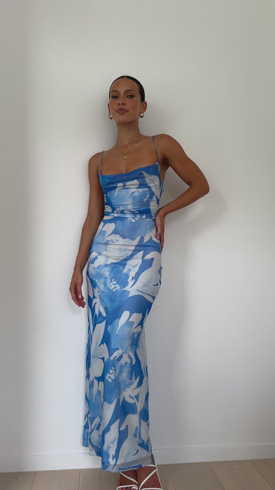 Load and play video in Gallery viewer, Ashley Maxi Dress - Blue Floral - Billy J
