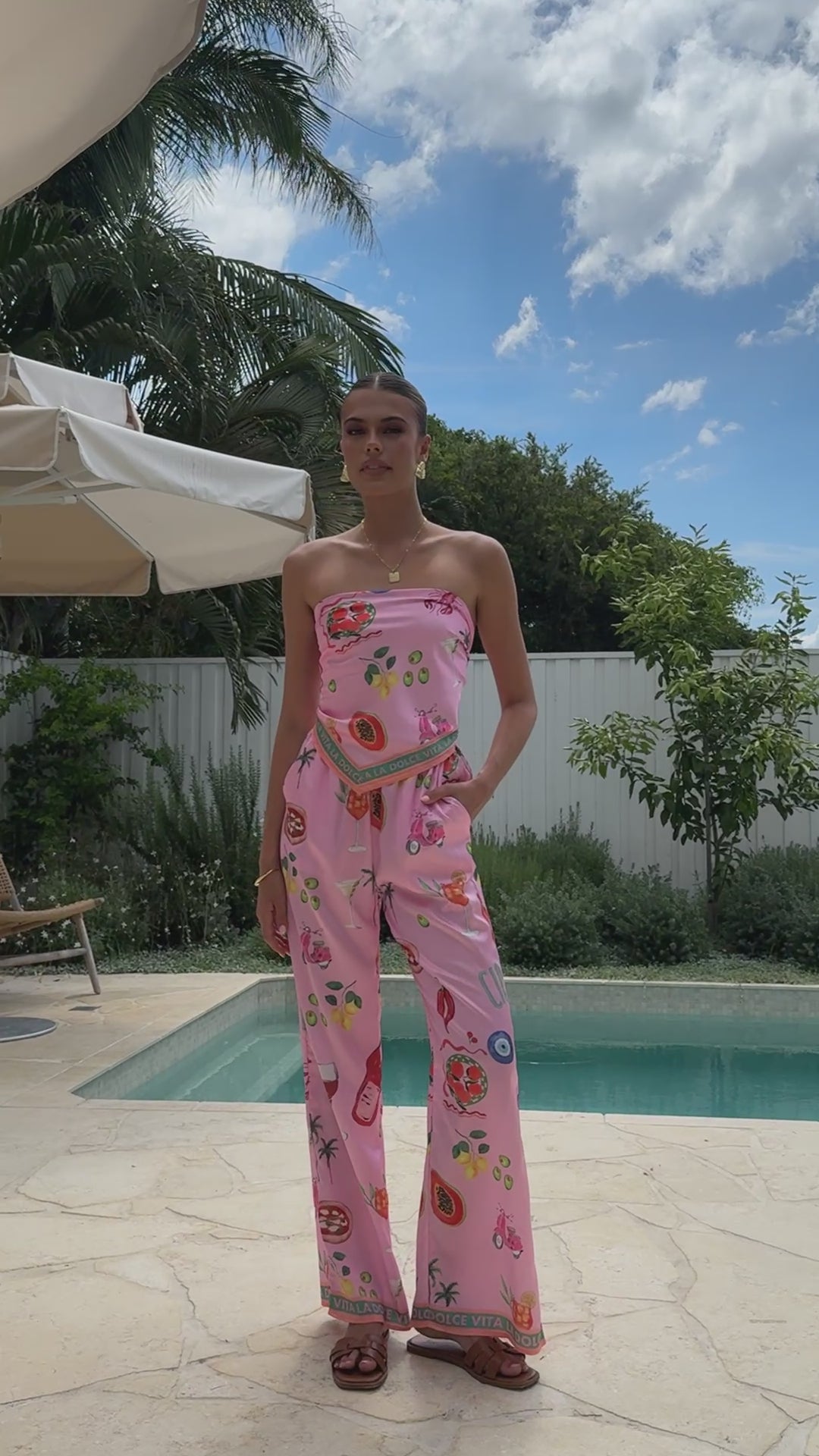 Harley Scarf Top and Pants Set - Pink Dolce Vita - Billy J