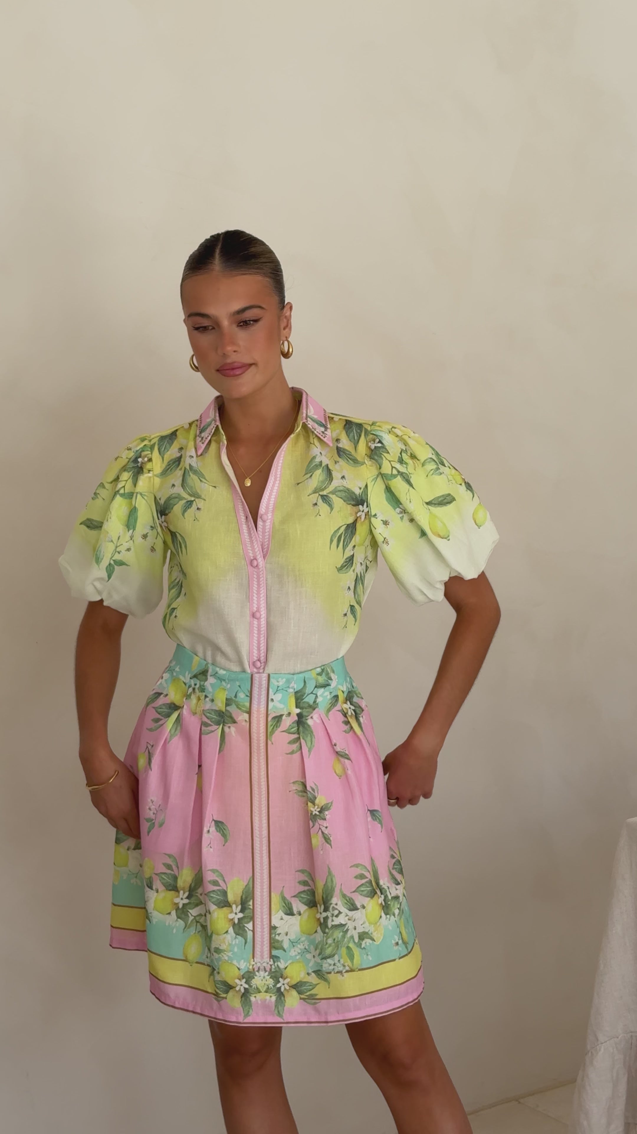 Load video: Verena Mini Skirt - Rosé Lemonade - Billy J