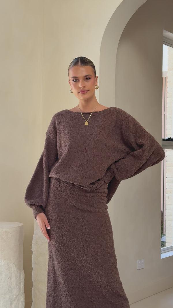 Cohen Knit Midi Skirt - Chocolate - Billy J
