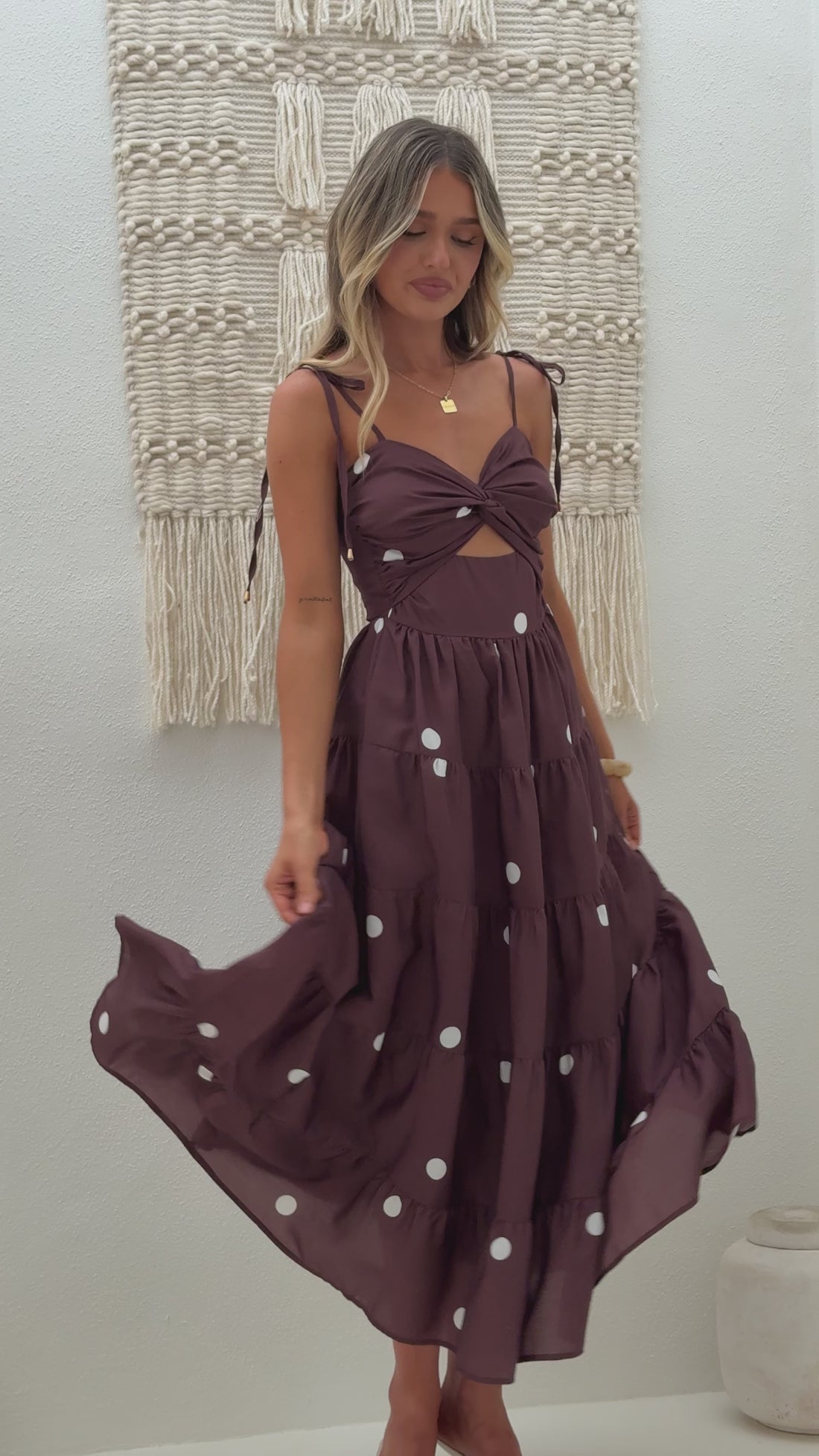 Kiana Midi Dress - Chocolate Polka - Billy J