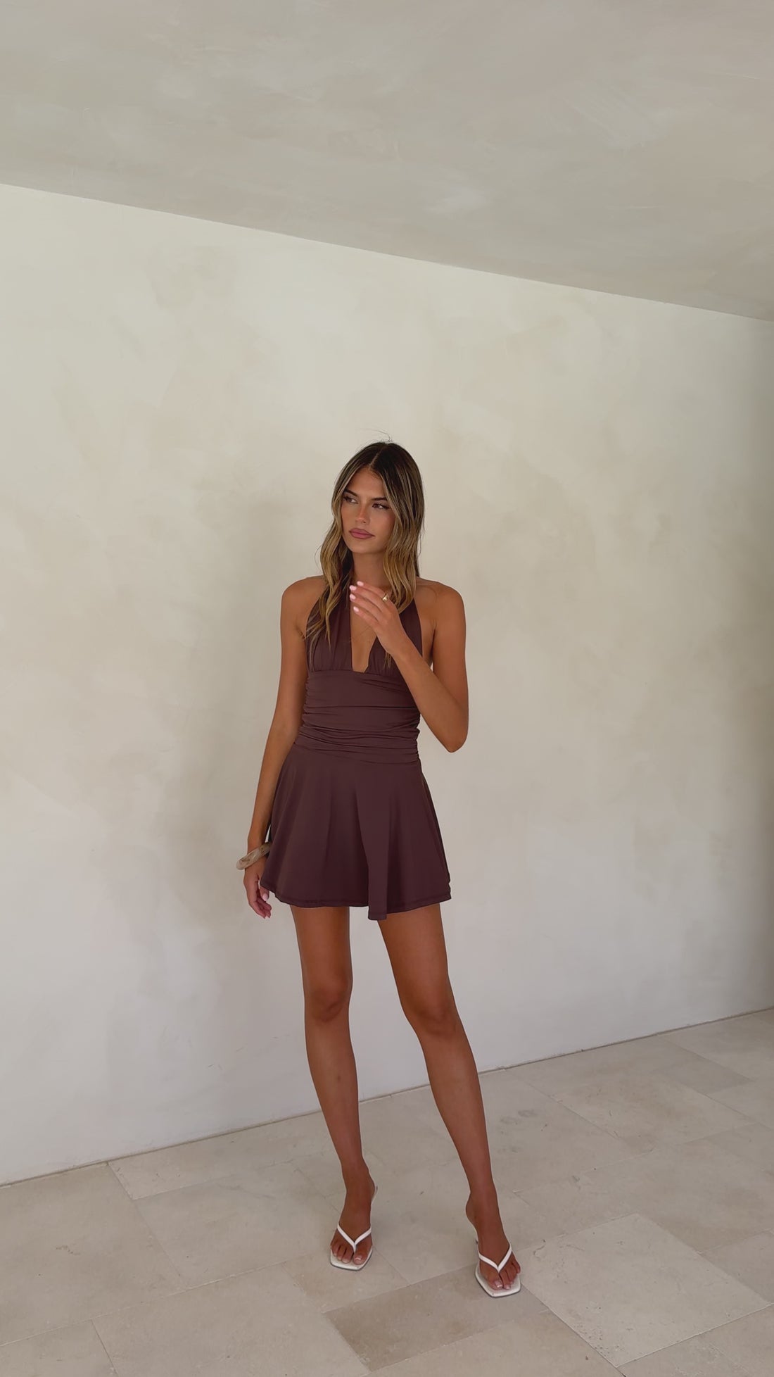 Aeris Mini Dress - Chocolate - Billy J
