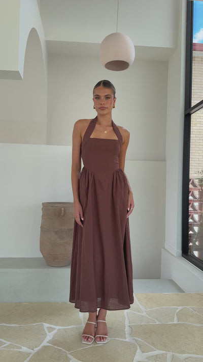 Load and play video in Gallery viewer, Caden Maxi Dress - Chocolate - Billy J
