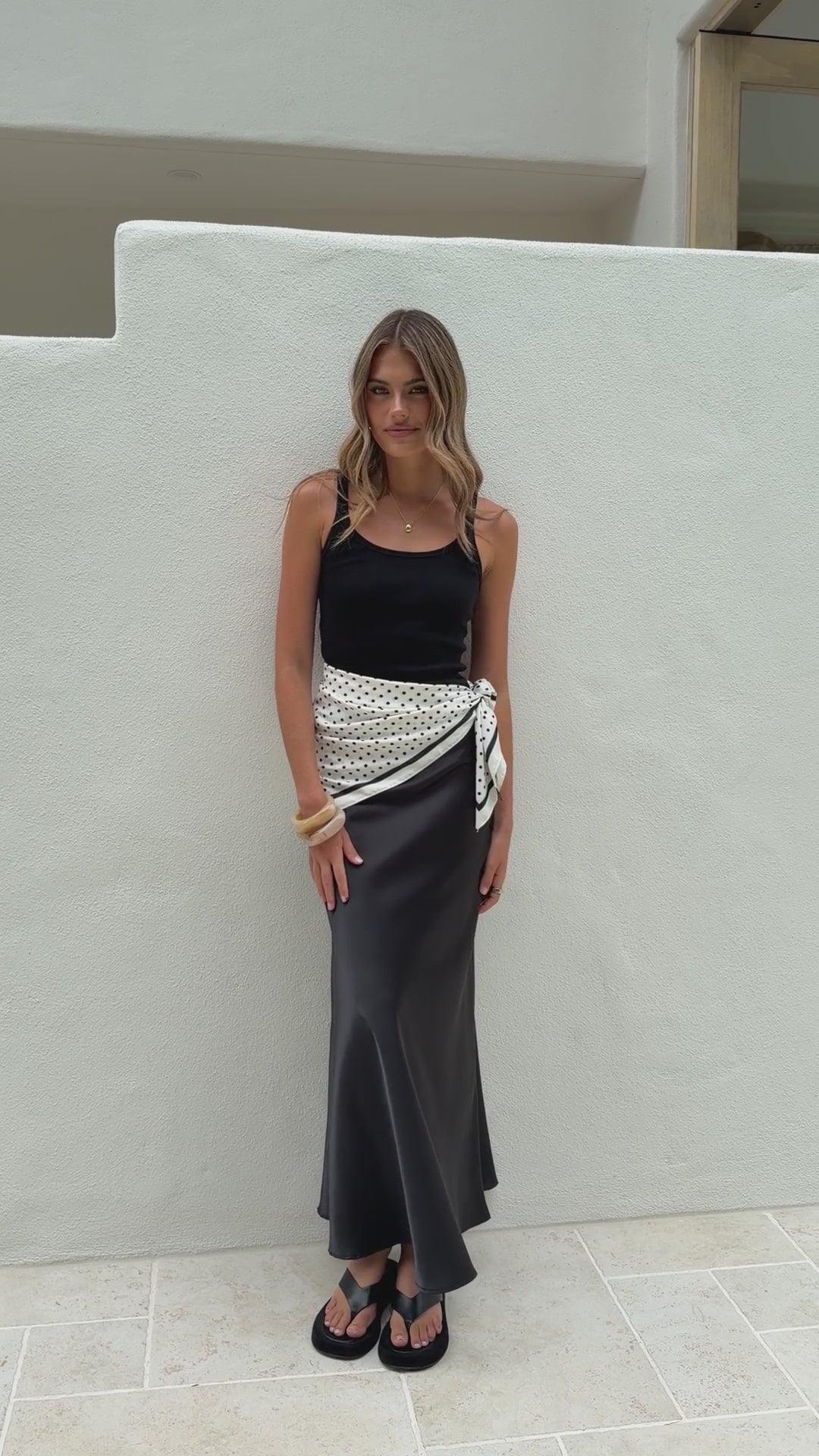 Marcia Polka Scarf - White/Black - Billy J