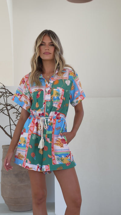 Load and play video in Gallery viewer, Rama Playsuit - Praia Print - Billy J
