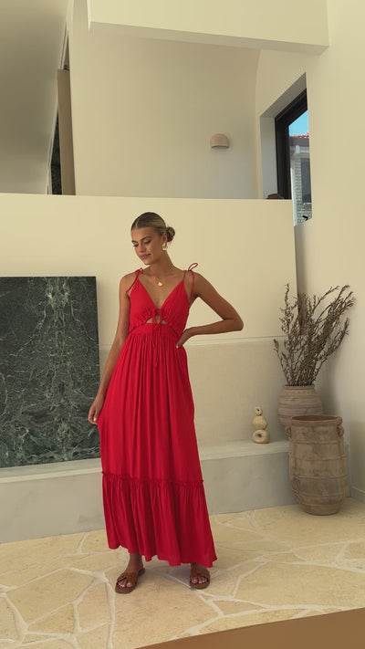 Load and play video in Gallery viewer, Lille Maxi Dress - Red - Billy J
