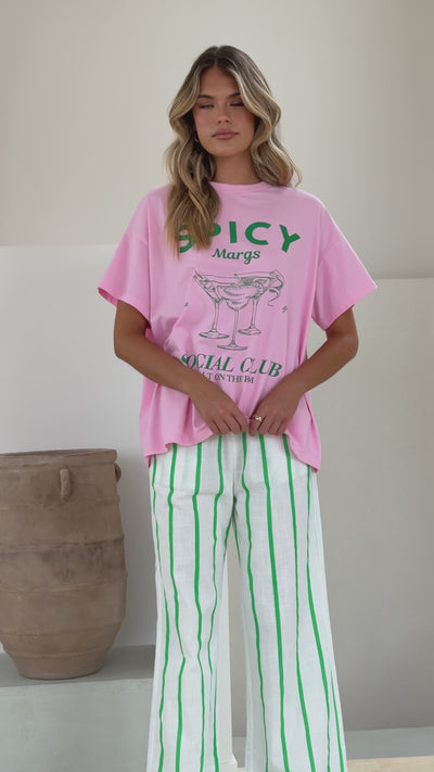 Load and play video in Gallery viewer, Spicy Margs Club Tee and Pant Set - Pink/Green - Billy J
