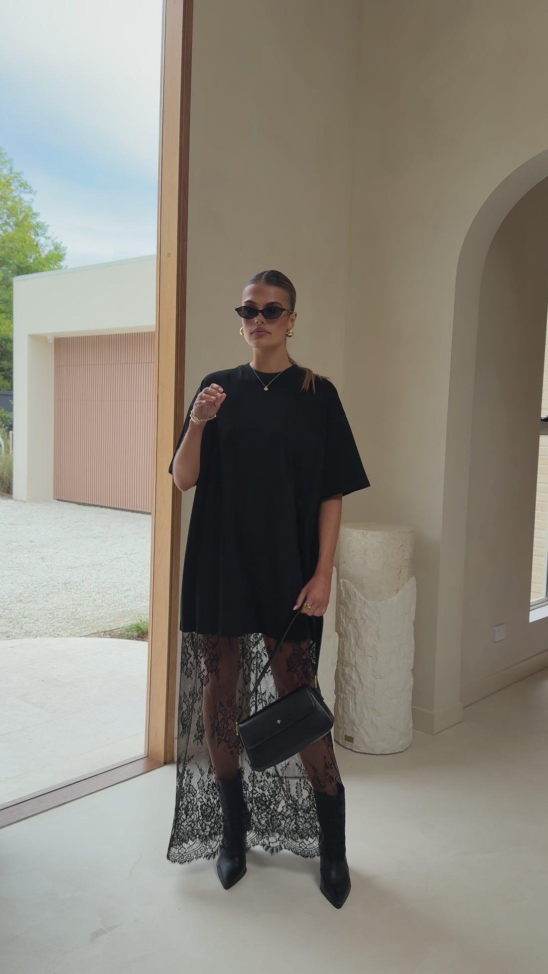 Raina T-Shirt Maxi Dress - Black Lace - Billy J