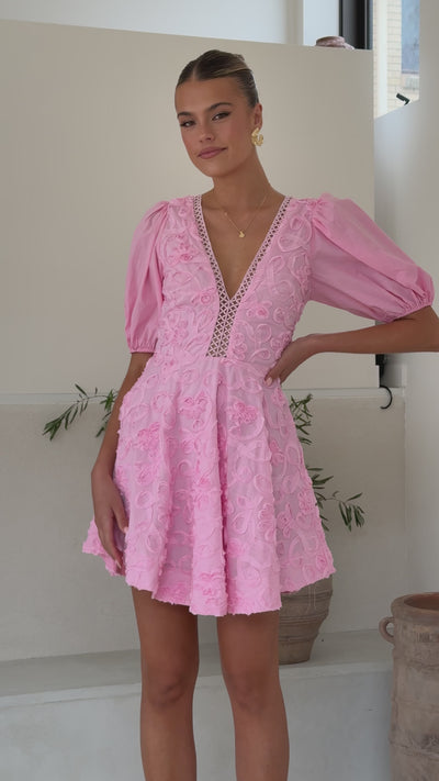 Load and play video in Gallery viewer, Calanthe Mini Dress - Soft Pink - Billy J
