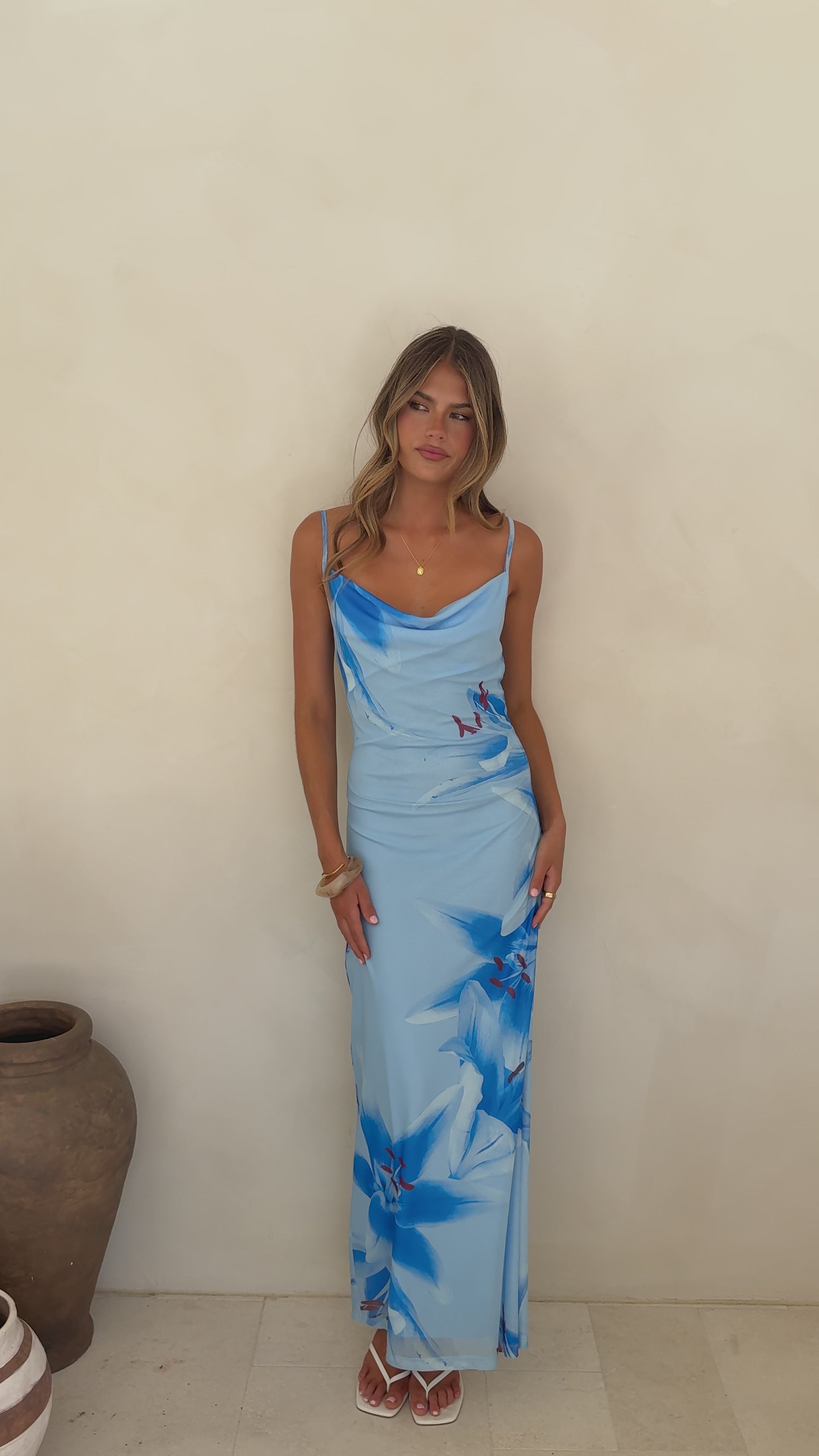 Load video: Nina Maxi Dress - Blue Paradise - Billy J