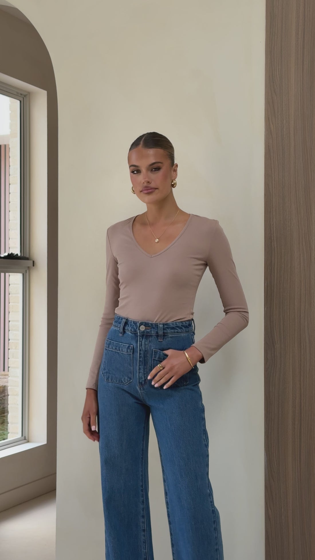 Vienna Long Sleeve Top - Mocha - Billy J