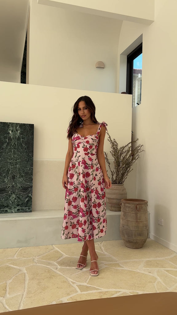 Sylvie Midi Dress - Pink Floral - Billy J