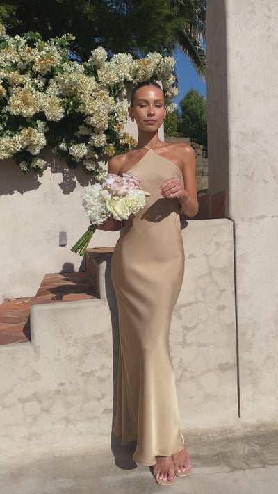 Load and play video in Gallery viewer, Chiara Maxi Dress - Latte - Billy J
