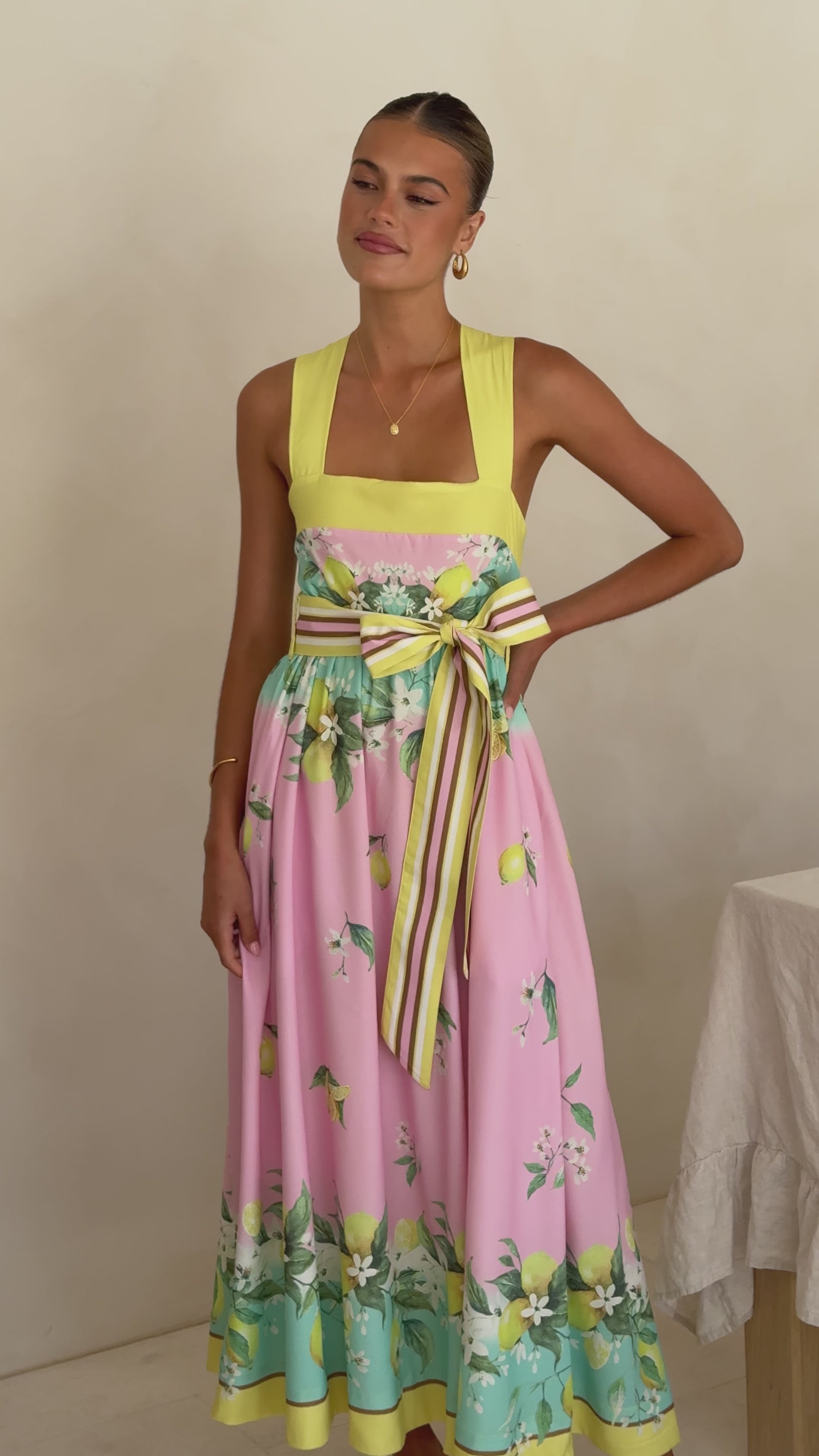Load video: Velma Maxi Dress - Rosé Lemonade - Billy J