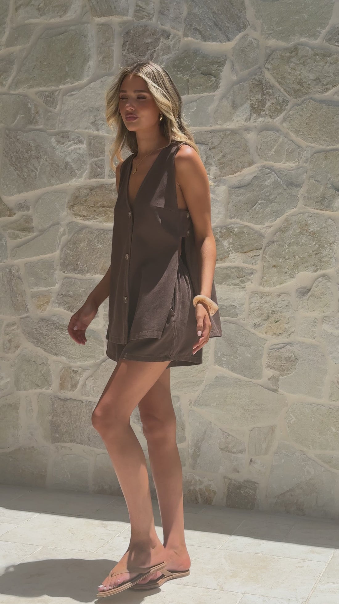 Hayley Vest and Shorts Set - Chocolate Denim - Billy J