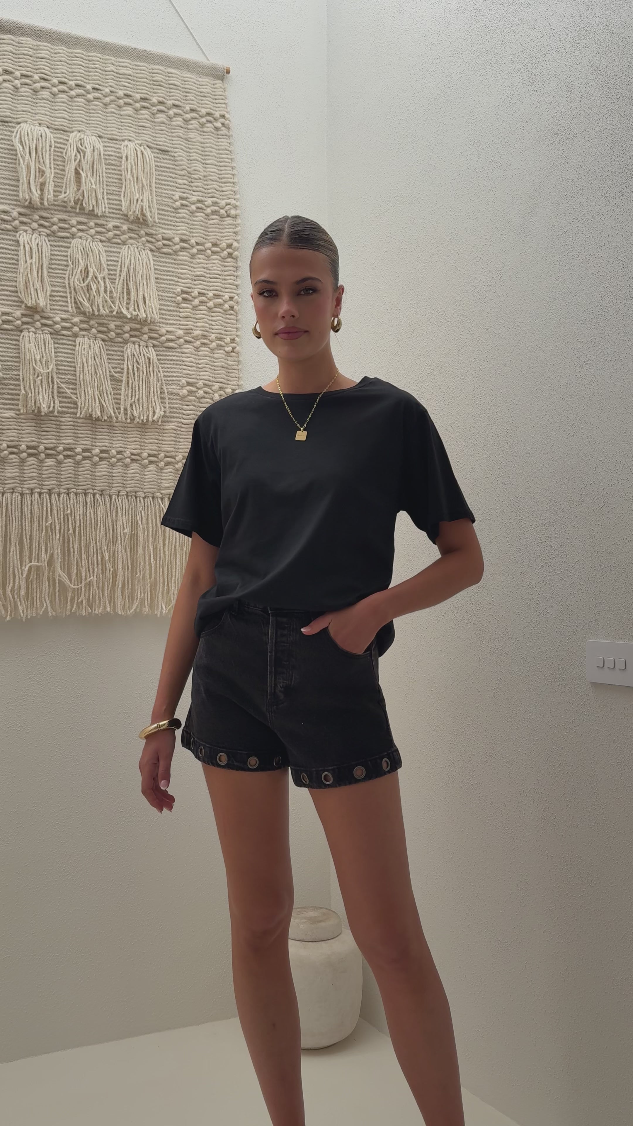 Load video: Rollas Mirage Short - Black Sand Eyelet - Billy J