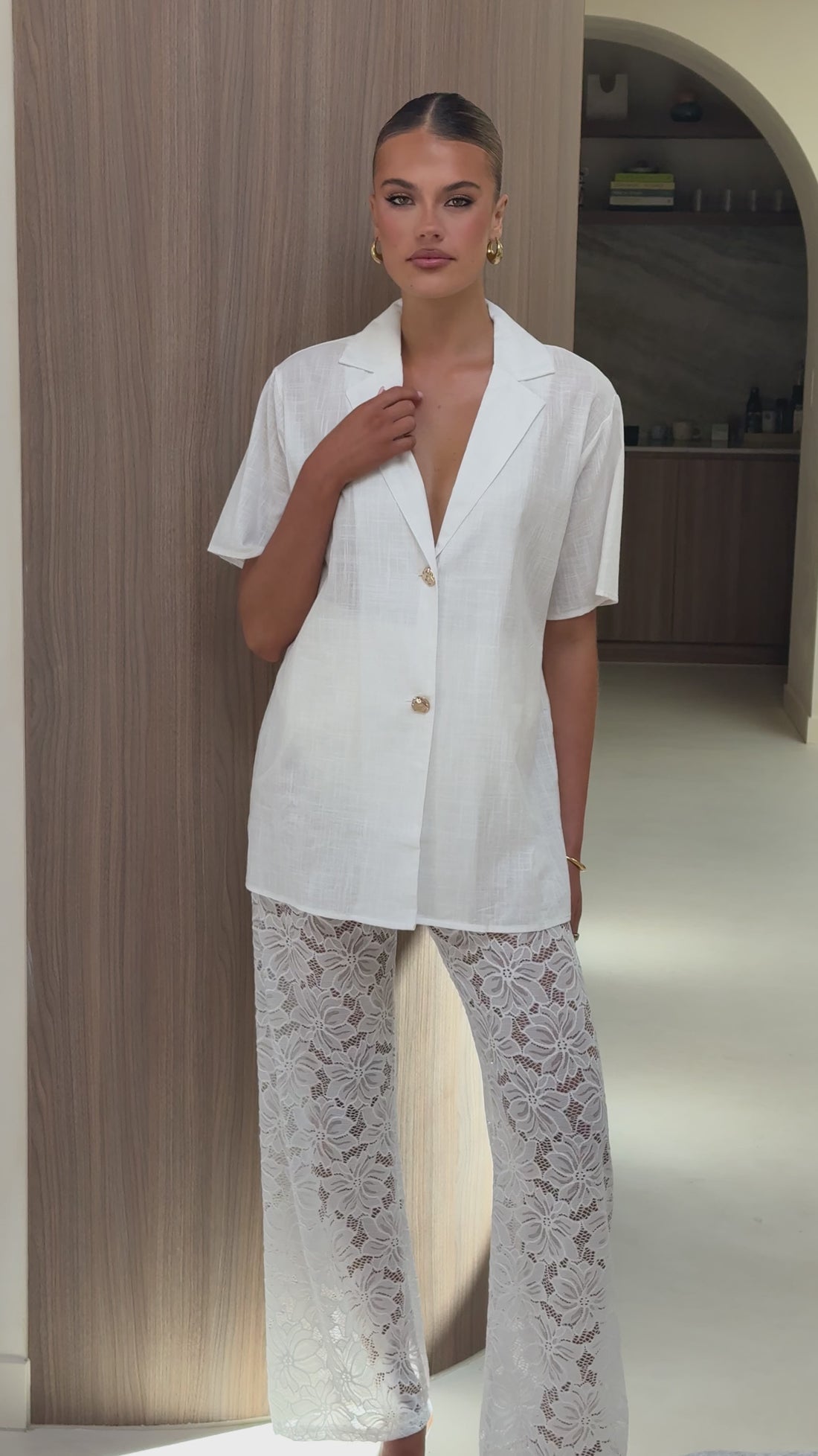 Azura Shirt And Pants Set - White - Billy J