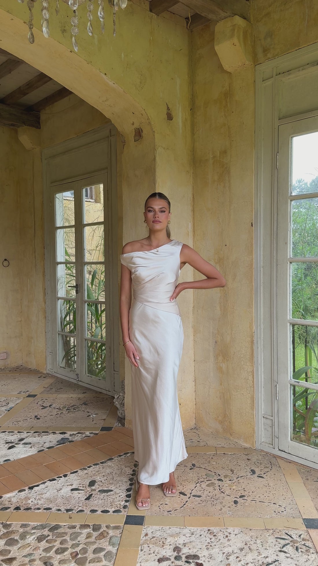 Auria Off Shoulder Maxi Dress - Champagne - Billy J