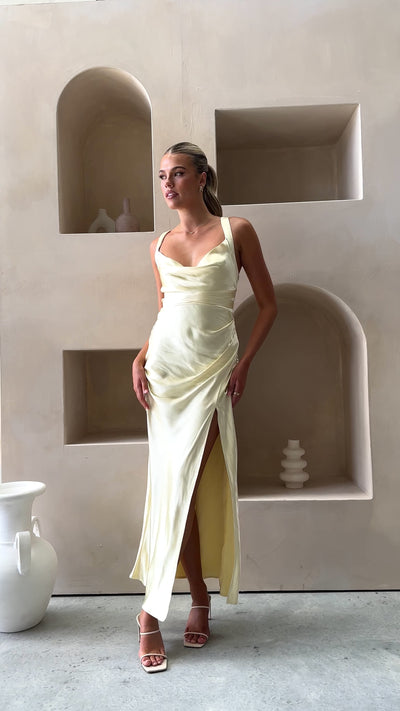 Load and play video in Gallery viewer, Zendaya Maxi Dress - Yellow - Billy J
