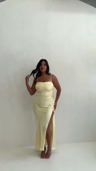 Load and play video in Gallery viewer, Ilana Maxi Dress - Yellow - Billy J
