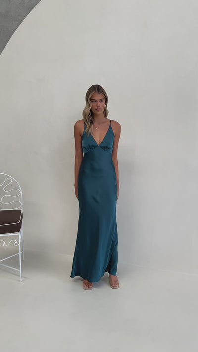 Load and play video in Gallery viewer, Ziah Maxi Dress - Teal - Billy J
