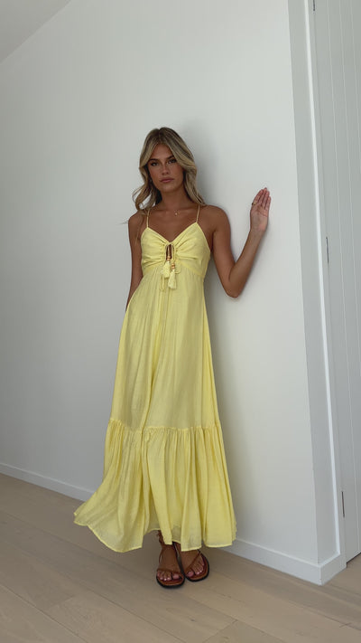 Load and play video in Gallery viewer, Dabney Maxi Dress - Soft Yellow - Billy J
