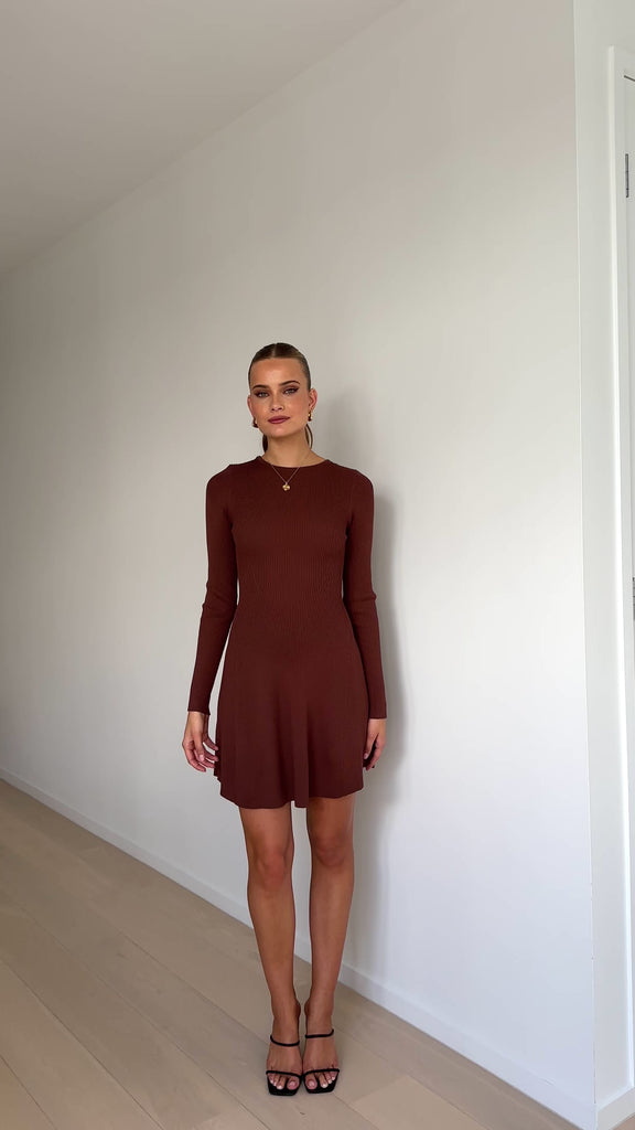 Amity Mini Dress - Brown - Billy J