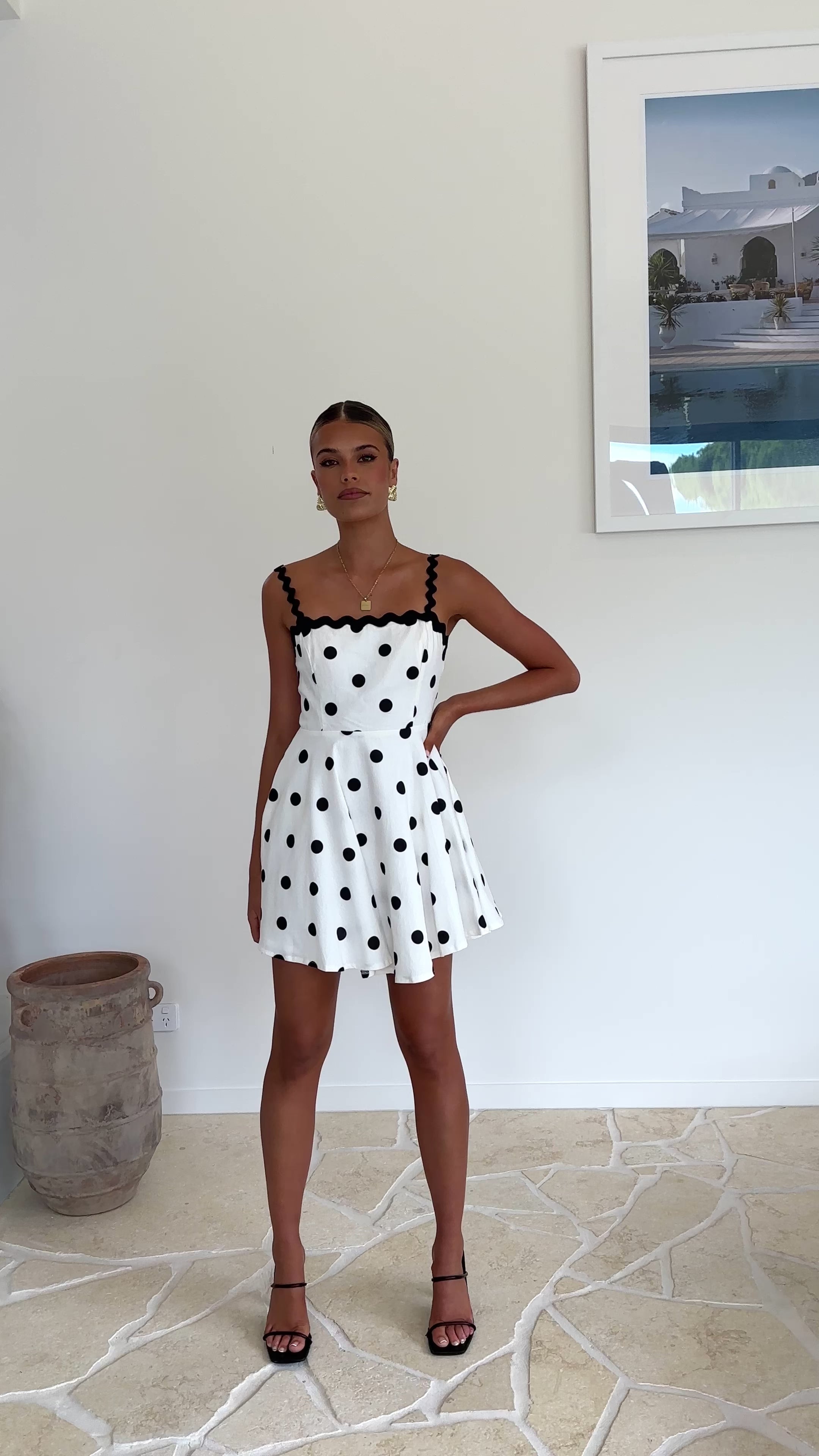 Lys Mini Dress - White/Black Spot - Billy J