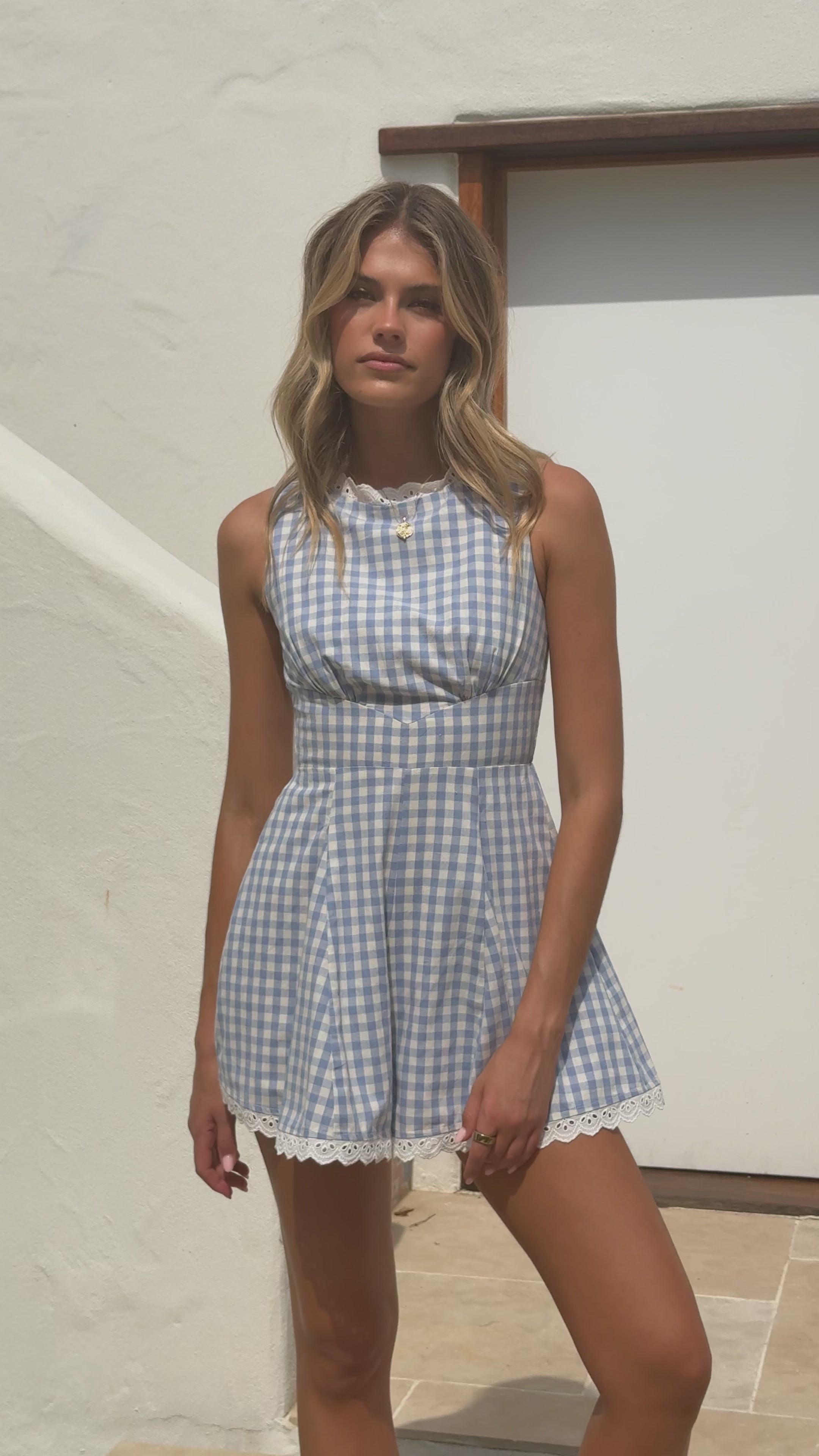 Shiamber Playsuit - Blue Check - Billy J