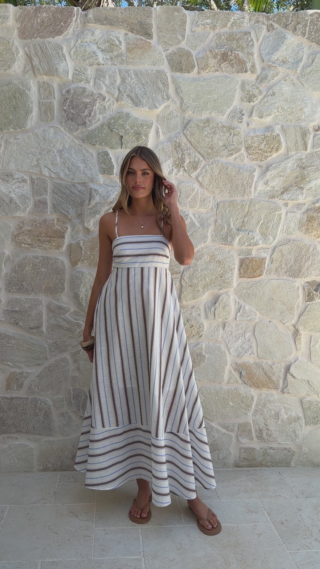 Marcel Maxi Dress - Choc/Blue Stripe - Billy J